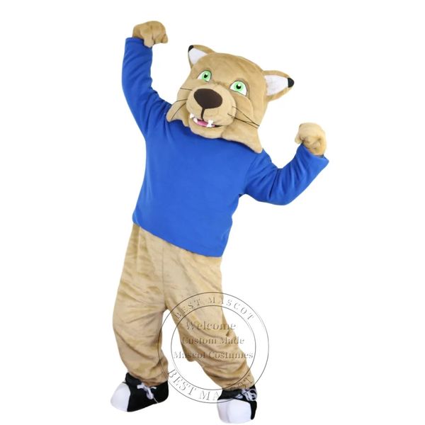 Costume adulto della mascotte del leopardo della tigre del gatto di sport di taglia Costume di fantasia personalizzato Completo di oggetti di scena per il corpo