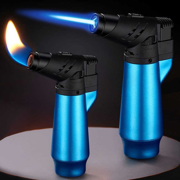 2 In 1 Jet Flame Accendino Doppio Fuoco Cucina Regolabile BBQ Butano No Gas Pistola per Saldatura Antivento Turbo Torcia Sigaretta Sigaro 4VZK