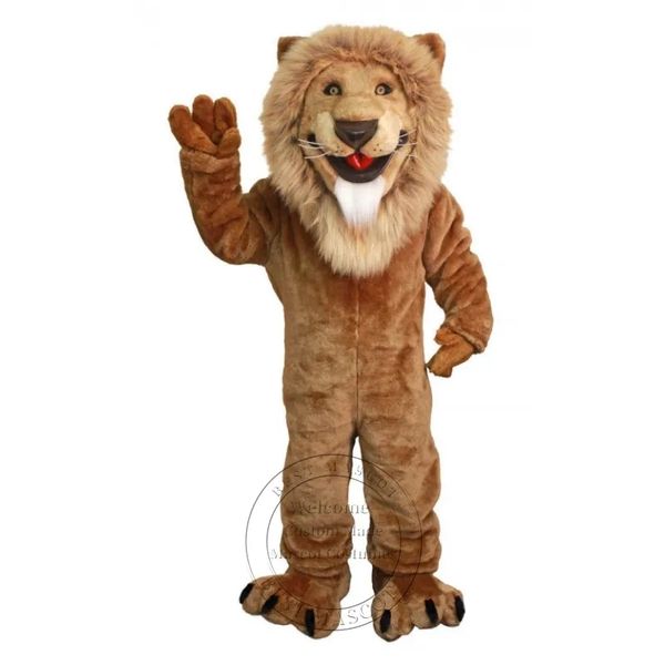 Trajes de mascote de leão amigável para vendas imperdíveis Tema de desenho animado Mascote de escola secundária Vestuário de anúncios