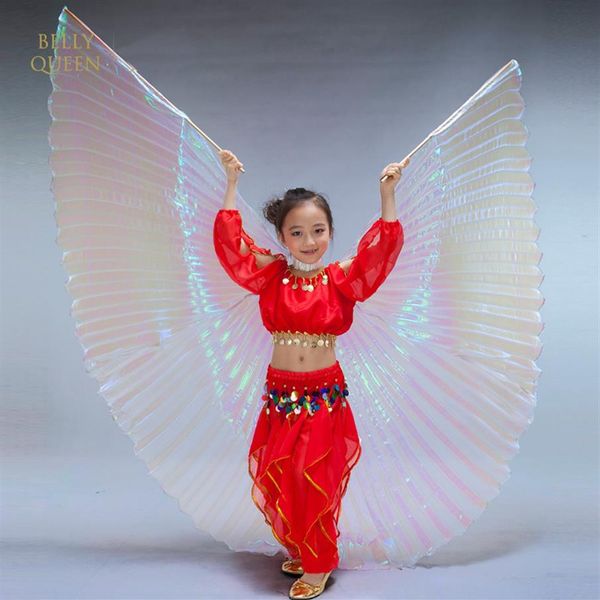 Polyester Kinder Isis Flügel Kinder Bauchtanz Flügel Gold Silber Weiß mit Stöcken269Q