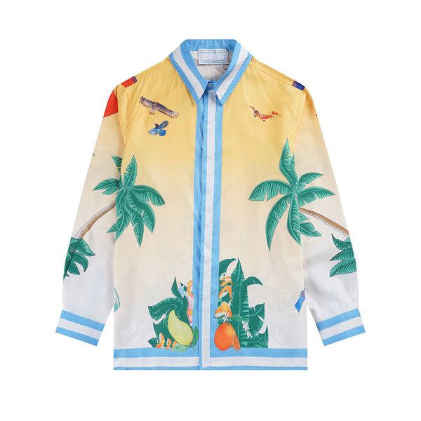 Tropical Style shirts Long Sleeve Hawaiian Brand shrts Coconut flower and grass print shirt Hawaiian designer Casual Shirts Brand Fashion Printing Men clothing