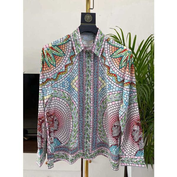 Camicia di seta Casablanca Maglietta hawaiana a maniche lunghe Camicie firmate Camicie casual da uomo oversize di tendenza europee e americane Cardigan con bottoni