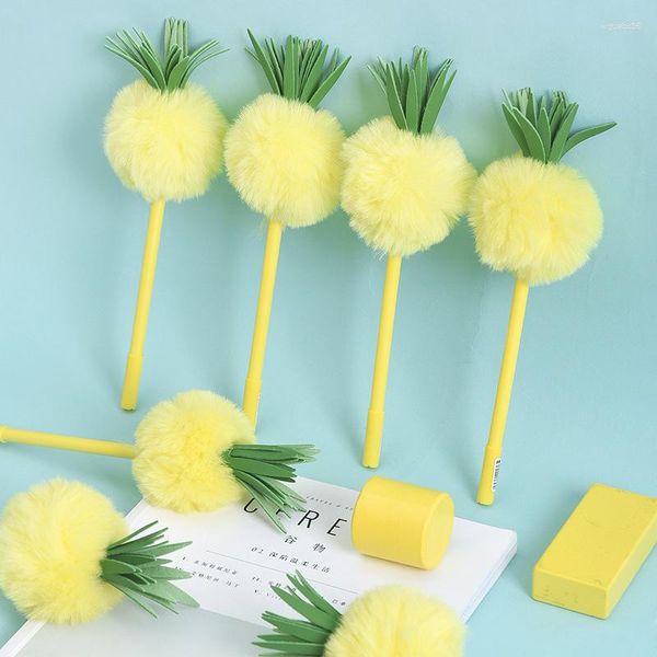 Gel lanuginoso sveglio a forma di della penna di sfera sfocata dell'ananas come scuola 16pcs/lot della peluche