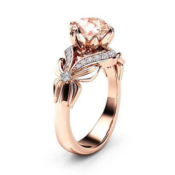 Con pietre laterali Vintage Diamond 18K Rose Gold Ring Gemstone Wedding Ring per le donne topazio puro bague anel Gioielli anillos de Bizuteria Gemstone 230701