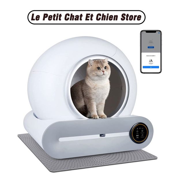 Altre forniture per gatti Tonepie Lettiera intelligente automatica Autopulizia Controllo app Vassoio WC per animali domestici Deodorante ionico Arenero Gato 65L 230701