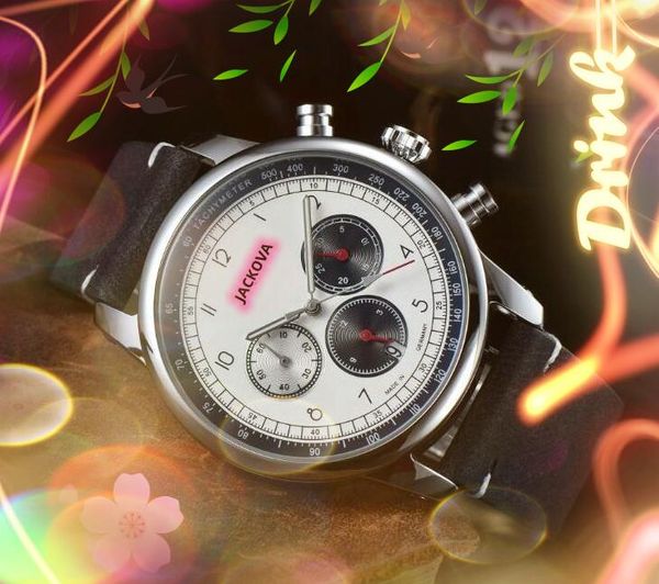 Crime Premium Herren-Armbanduhr, voll funktionsfähig, Quarzwerk, männliche Zeituhr, echtes Lederband, Saphirglas, Herren- und Herren-Reise-Armbanduhr, super Geschenke