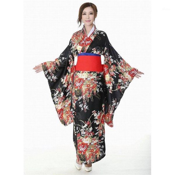 Ragazza tradizionale giapponese Fiore Geisha Kimono Vintage Donna Stage Show Costume Cosplay Hell Girls Enma Women Sakura Suit12994