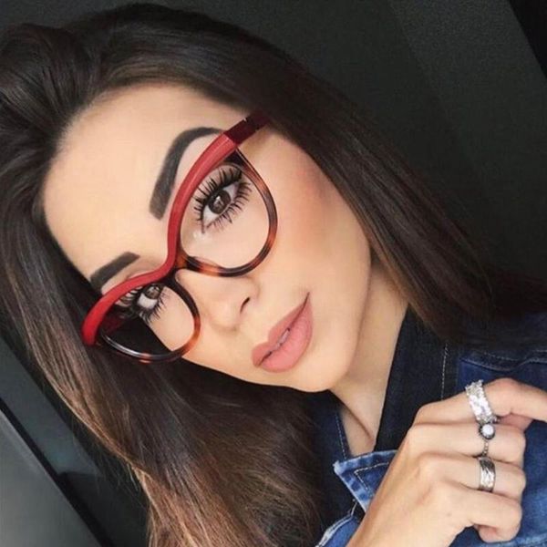 Montature per occhiali da sole Fashion Woman Montatura rotonda grande in metallo UV400 Eye Protect Clear Lens Occhiali da vista