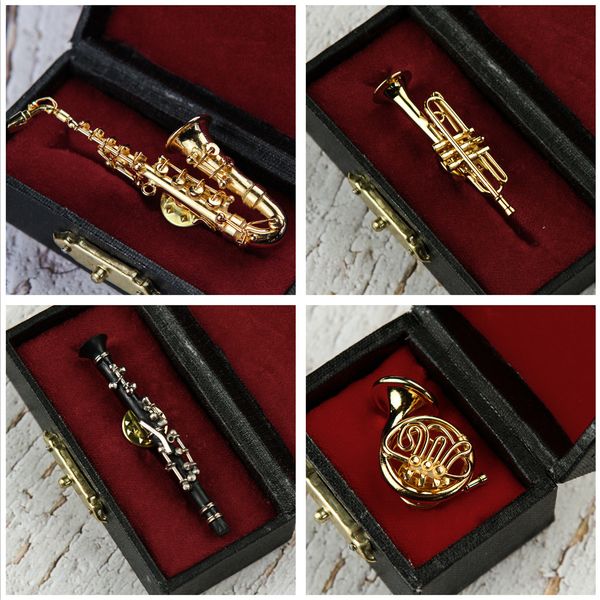 Dekorative Objekte, Figuren, Saxophonform, Klarinettennadel, Posaune, Brosche, Violio, Flöte, Tuba mit Etui, Musikinstrument, Geburtstagsgeschenk, Dekoration 230703