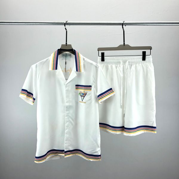 Дизайнер-модельер на гавайский пляж повседневный рубашка набор летняя мужская деловая рубашка с коротким рукавом с коротким рубашкой.