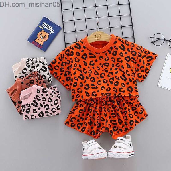 Kleidungssets Kleidungssets Jungen Mädchen Leopardenmuster Baumwolle Kinder T-Shirts Baby Sommer geboren Säuglingssport 2-teiliges Kleinkind-Mädchen-Kleidungsset Z230703