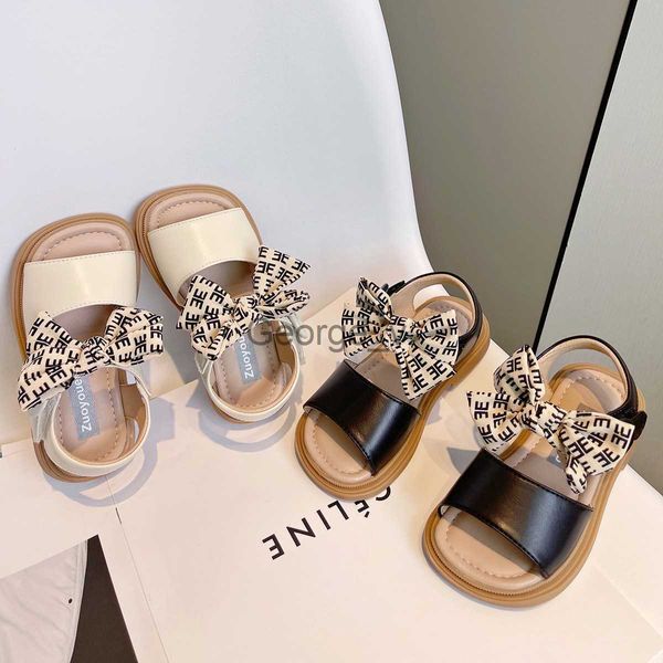 Sandalen Schuh für Kinder Mädchen 2023 Sommer Neue Feste Sandalen Atmungs Bogen Prinzessin Schuh Kinder Rutschfeste Strand Schuh J230703