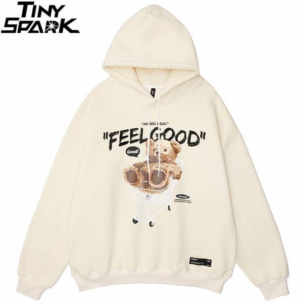 Erkek Hoodies Sweatshirts 2023 Erkekler Hip Hop Hoodie Sweatshirt Street Giyim Ayı Mektup Alışveriş Sepeti Baskı Pullover Sonbahar Harajuku Pamuklu Kapşonlu 230703