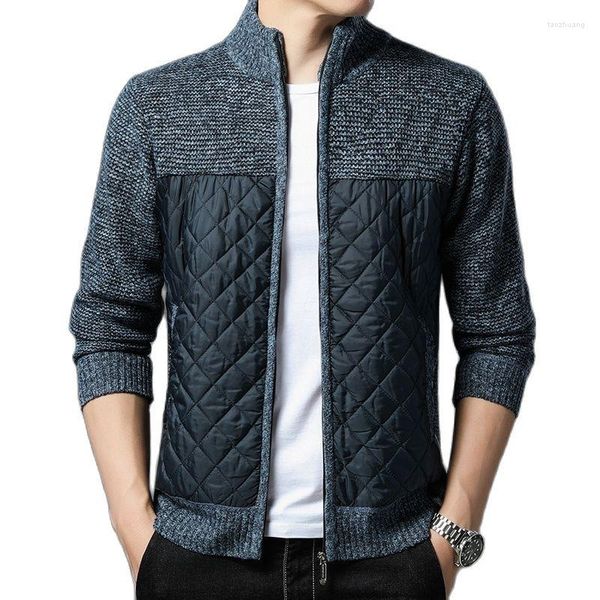 Maglioni da uomo Autunno e Inverno Stile coreano Uomo Patchwork Cardigan Casual O-Collo Maglione Cappotto Cerniera Giacca lavorata a maglia Uomo 8835