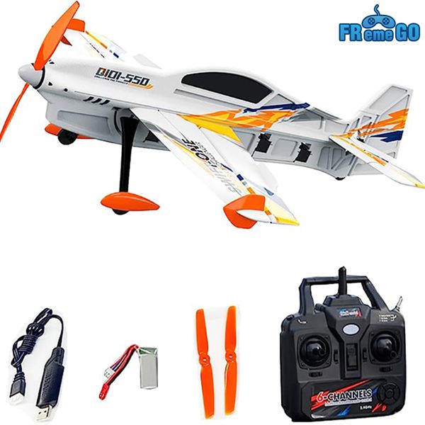 Aeronave elétrica RC QIDI 550 3D RC Avião 500mm Envergadura Uma Chave Pendurada Stunt com 6 Eixos Gyro Controle de Vôo Resistente ao Vento RTF 230703