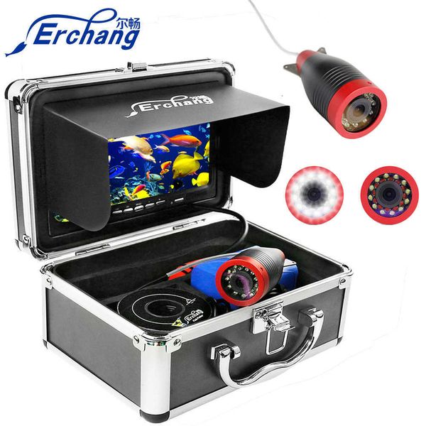 Fischfinder Erchang Unterwasserkamera für Winterangeln 15 m 7 Zoll 1000 TVL Infrarot und weiße LED 4500 mAh Batterie wasserdicht HKD230703