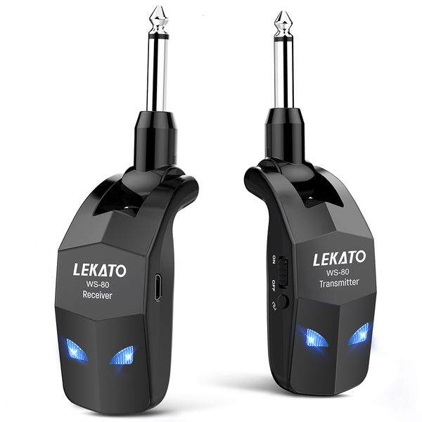 Adaptadores MP3/4 LEKATO 2.4 GHz Sem Fio Guitarra Baixo Sistema Embutido Recarregável Transmissor Guitarra Receptor Transmissor Sistema Sem Fio Guitarra 230701