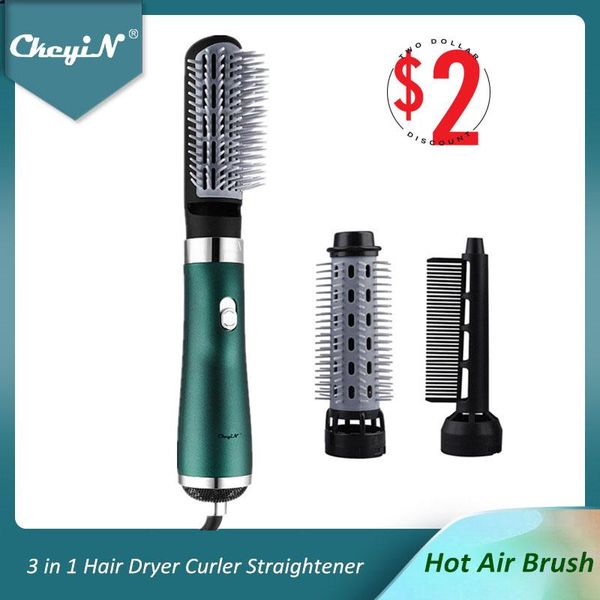 Secadores Ckeyin Ionic Hair Dryer Brush 3 em 1 Hot Air Blow Secadores Negativos Ion Hair Curler Straightener Comb Volumizer 3 Temperaturas 48