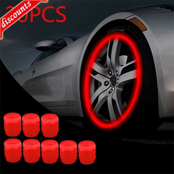 New Luminous Valve Caps Fluorescente Rosso Notte Incandescente Auto Moto Bicicletta Ruota Styling Mozzo Pneumatico Cap Universale Decor 20 Pz