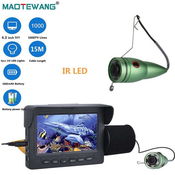 Localizador de peixes maotewang 15 m 30 m 1000 tvl localizador de peixes câmera de pesca subaquática 4.3 