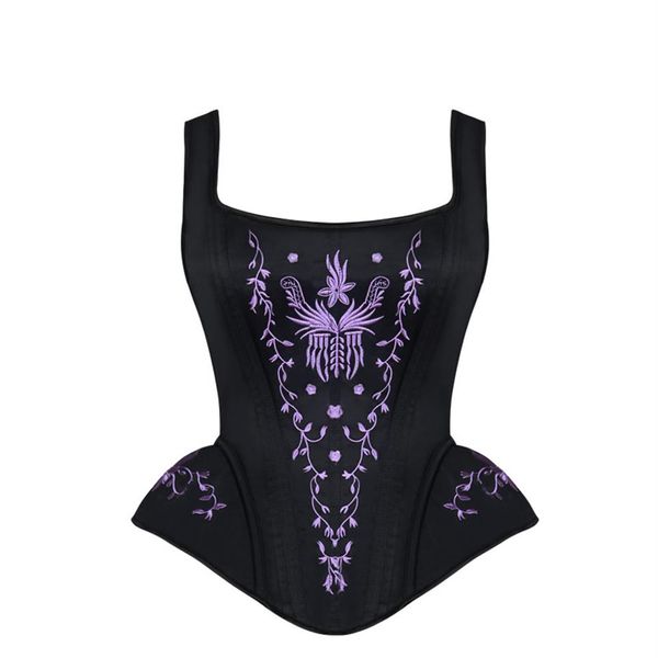 Corsetto da donna con scollo all'americana Vita bustier top corsetto Bustier da allenamento Steel Boned Steampunk Brocade Embroidery Overbust Corsetto imbottito con 2322