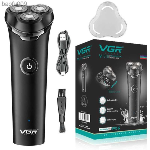 VGR Wet Dry Rasoio elettrico Rasoio elettrico ricaricabile per uomo Macchina per la rasatura della barba Rasoio per il viso da viaggio rotante maschile L230520