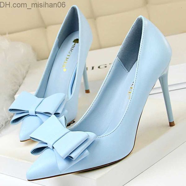 Scarpe eleganti Scarpe eleganti Donna Fetish 10cm Décolleté con tacco alto Lady Blue Yellow Escarpins Tacchi a spillo da sposa Prom Pleaser Butterfly Bow Party Shoes 230323 Z230703