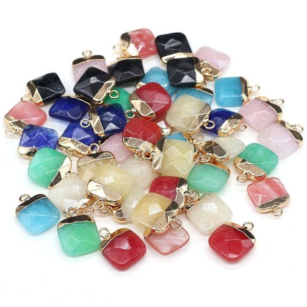 Charms Delicate Stone Natural Square Rose Quartz Lapis Lazi Turquesa Opal Pingente Faça Você Mesmo Para Pulseira Colar Brincos Fazendo Jóias Dhhd5