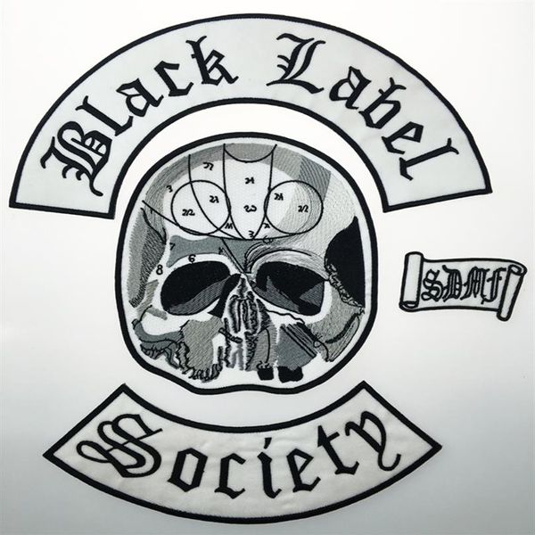 Whole Excellent 4-teiliges Backset Black Label Society gestickter Aufnäher zum Aufbügeln für Biker-Jacken, Reiter, Weste, Aufnäher zum Aufbügeln auf jedes Kleidungsstück Mode257r