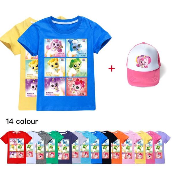 T-shirt 2022 Hot kawaii cartone animato coreano cattura adolescenti bambini vestiti estate a maniche corte a manica corta