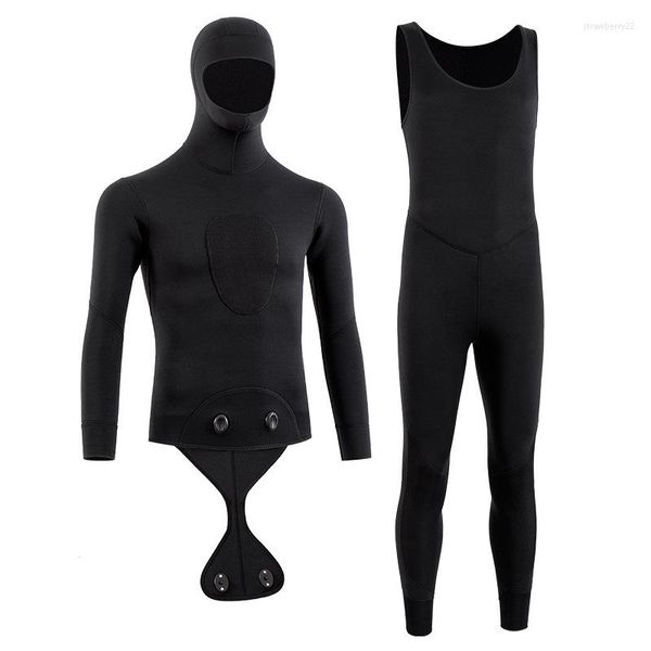 Costumi da bagno da donna Muta da 3 mm Tuta con cappuccio Maniche lunghe e pantaloni Caldi Resistente all'usura Surf all'aperto Snorkeling