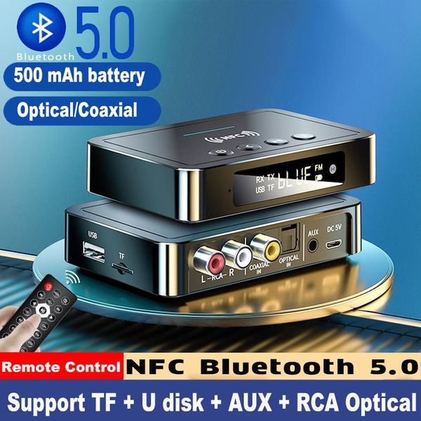 Konektörler Bluetooth Alıcı 5.0 Tranmitter FM Stereo Aux 3.5mm Jack RCA Optik NFC Kablosuz Ses Adaptörü Uzaktan kumandalı TV PC için