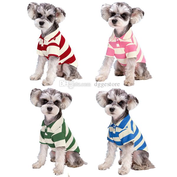 Klassische Streifen-Hundehemden, Polo-T-Shirts für kleine, mittelgroße Hunde, Katzen, Jungen und Mädchen, Hundekleidung, atmungsaktives Welpen-Sweatshirt, Kätzchen, kleine Rassen, Haustier-Outfits, Bekleidung, Oberteile A764