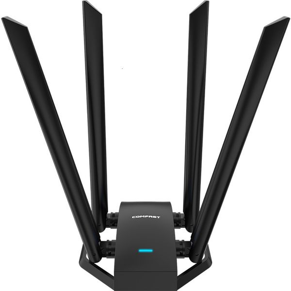 Adaptadores de rede Comfast 1300Mbps Dual Dand 2.4G 5GHz Placa de rede USB Adaptador WiFi sem fio Alto ganho 4*6dbi Antena Desktop Linux Wi-fi Recepção 230701