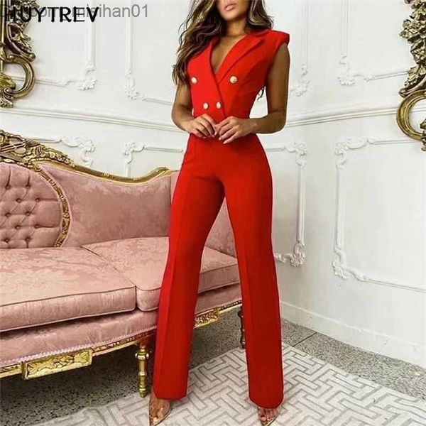 Damen-Overall, Strampler, Sommer, rot, Jumpsuits, Damen, elegant, Büro, Damen, Knopf-Strampler, modisch, Hahnentrittmuster, lässig, weites Bein, Hose, Playsuits 220725 Z230703