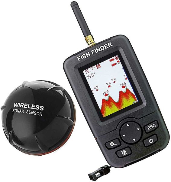 Regali di pesca per pesca di pesce portatile wireless bastable pesce bobber per canoa barca da kayak facile utilizzo leggi sullo schermo display profondità del pesce hkd230703