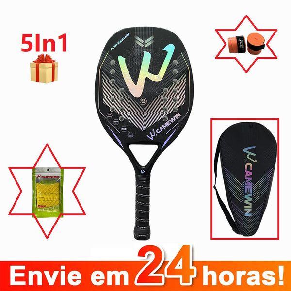 Raquetes de Tênis em Estoque 3K 12K Camewin Fibra de Carbono Completo Superfície Áspera Raquete de Tênis de Praia com Saco de Capa Enviar Overglue Presente Presente 230703