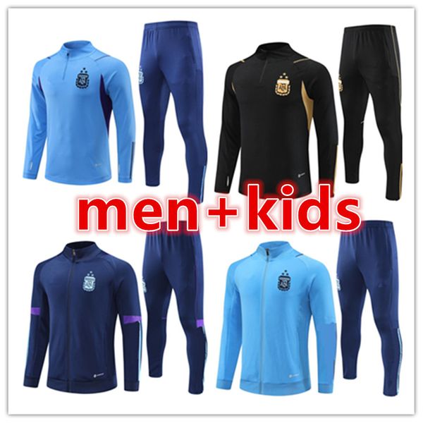 3 stelle Argentina TRACKSUIT maglia da calcio allenamento SUIT maglia da calcio giacca argentina DI MARIA 22 23 24 Uomo Kids kit TUTA imposta uniformi Argentinas survêtement