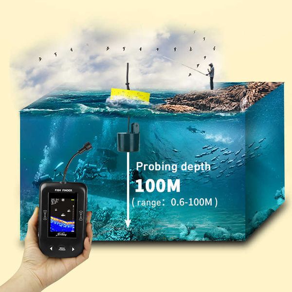 Fish Finder XF03 100M sonar portátil localizador de peixes 45 graus cobertura sonar ecobatímetro transdutor de alarme lago e pesca marítima HKD230703