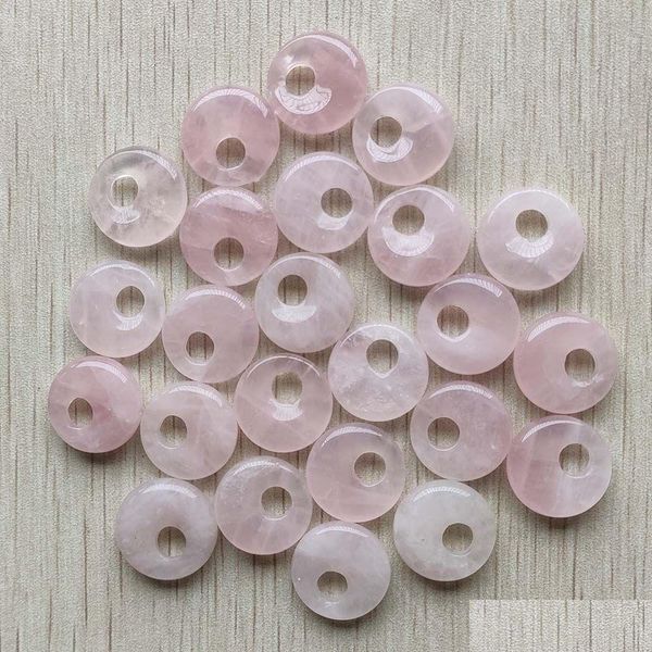 Charms Naturale Quarzo Rosa Pietra Rosa Gogo Ciambella Ciondolo Perline 18Mm Per Gioielli Che Fanno All'ingrosso Risultati Consegna Goccia Componenti Dhzel