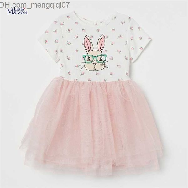 Mädchenkleider Little Maven Kurzarm-Kaninchenkleid Lässige schöne Baumwoll-Mesh-Kleidung Babymädchen hübsch und bequem für Kinder von 2 bis 7 Jahren 220712 Z230704