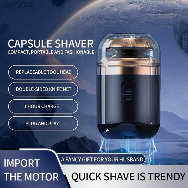 2IN1 Mini Rasoio elettrico da uomo portatile Capsula Lavabile Rasoio elettrico Ricaricabile Mashine da barba per uomo Tagliacapelli naso L230520