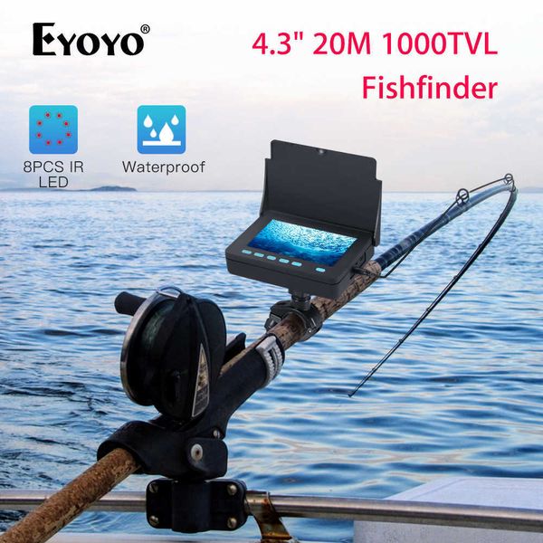 Fish Finder Eyoyo 4.3Inch LCD Finshing Video Camera Kit com 8 PCS LED Lights 8500mAh Battery Visual Fish Finder 1000TVL para pesca no gelo HKD230703