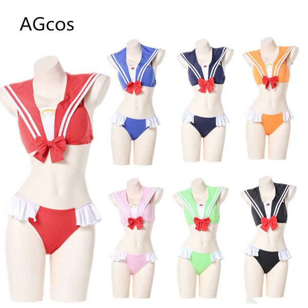 Sexy Set AGCOS Original Design Girl Lovely Sailor Suit Bikini Costume Cosplay Donna Uniformi Sexy CosplayHKD230703