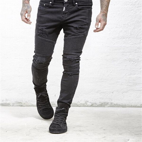 Giyim Tasarımcı Pantolon Slp Mavi Siyah Yok Edilmiş Erken Denim Düz Bikter Skinny Jeans Erkekler Yırtık Kotlar 28-38214Q