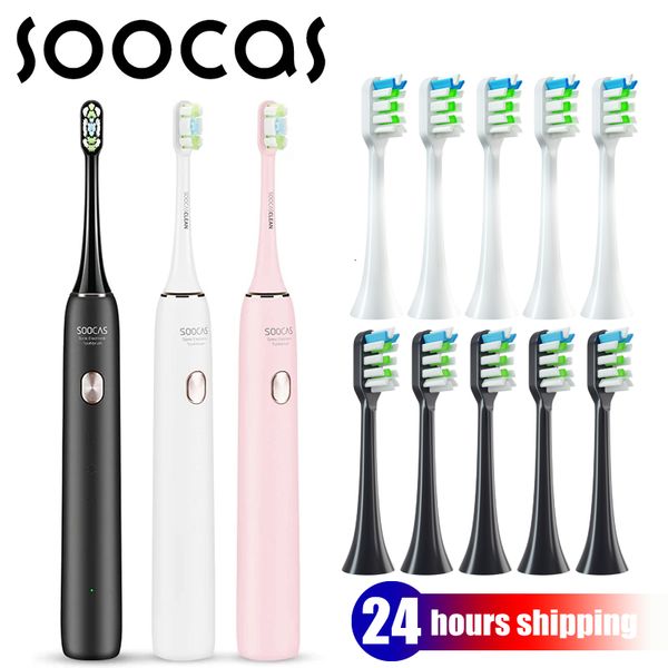 Diş fırçası Soocas sonik elektrik diş fırçası x3u akıllı ultrasonik diş fırçası temizleyici yetişkin otomatik 4 hafta diş beyazlatma su geçirmez 230701