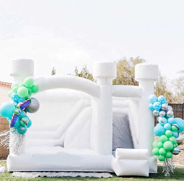 4M/4.5M Casamento Inflável Branco Bouncy Castle Bounce House Com Módulo Slide Adultos Mariage Bounce Combo Salto Trampolim Para Festa Evento