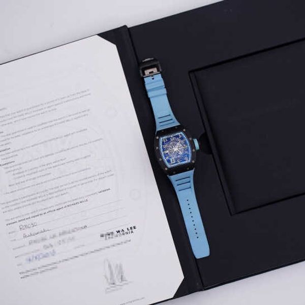 Richarmill Uhren Herren-Armbanduhren Damen-Armbanduhren neu RM030 Argentinien Blau Schwarz Carbon Hohldatum Dynamische Speicherung Herrenuhr Automatik Mac WN AQ5H OVTE