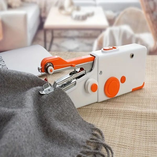 Máquina de costura portátil, mini máquina de costura portátil para costura rápida, máquina de costura portátil adequada para tecidos, roupas ou roupas infantis, viagens domésticas e faça você mesmo