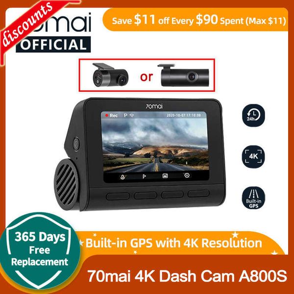 Neue 70mai 4K Dash Cam A800S Integriertes GPS ADAS 140FOV 70mai Kamera Auto DVR A800S 24H Parkmonitor Unterstützt Rück- oder Innenkamera